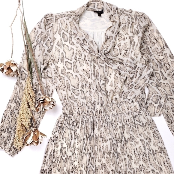 Anthropologie Current Air Snakeskin Print Sheer Lined Dress Size Small - Picture 3 of 15